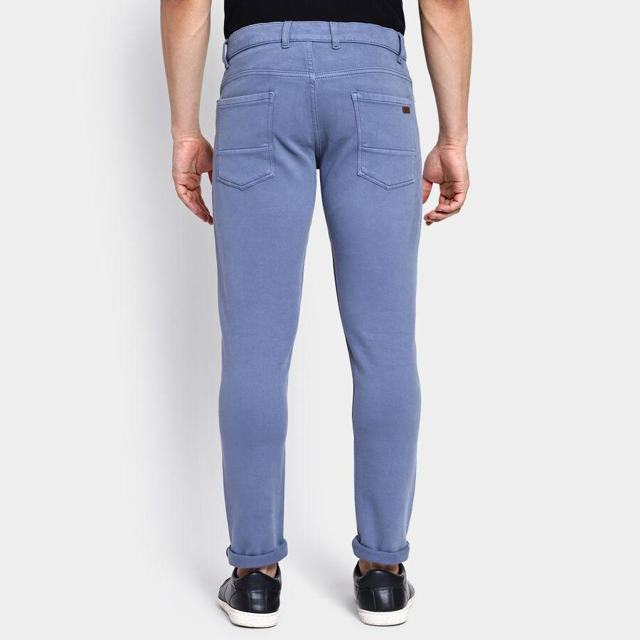 Men's Slim Fit Casual Trousers , मध्यम नीला, large image number null